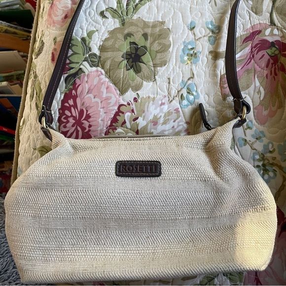 Rosetti Small Beige Tan Purse With Brown Leather Strap (34” strap) And Accents - Picture 15 of 16